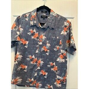 Eighty Eight Gray Short-Sleeve Floral Button-Down with Orange Accents
